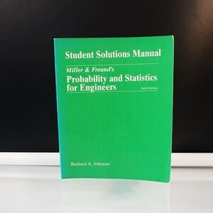 Probability and Statistics for Engineers Student Solution Manual 6th Ed 2001 PB